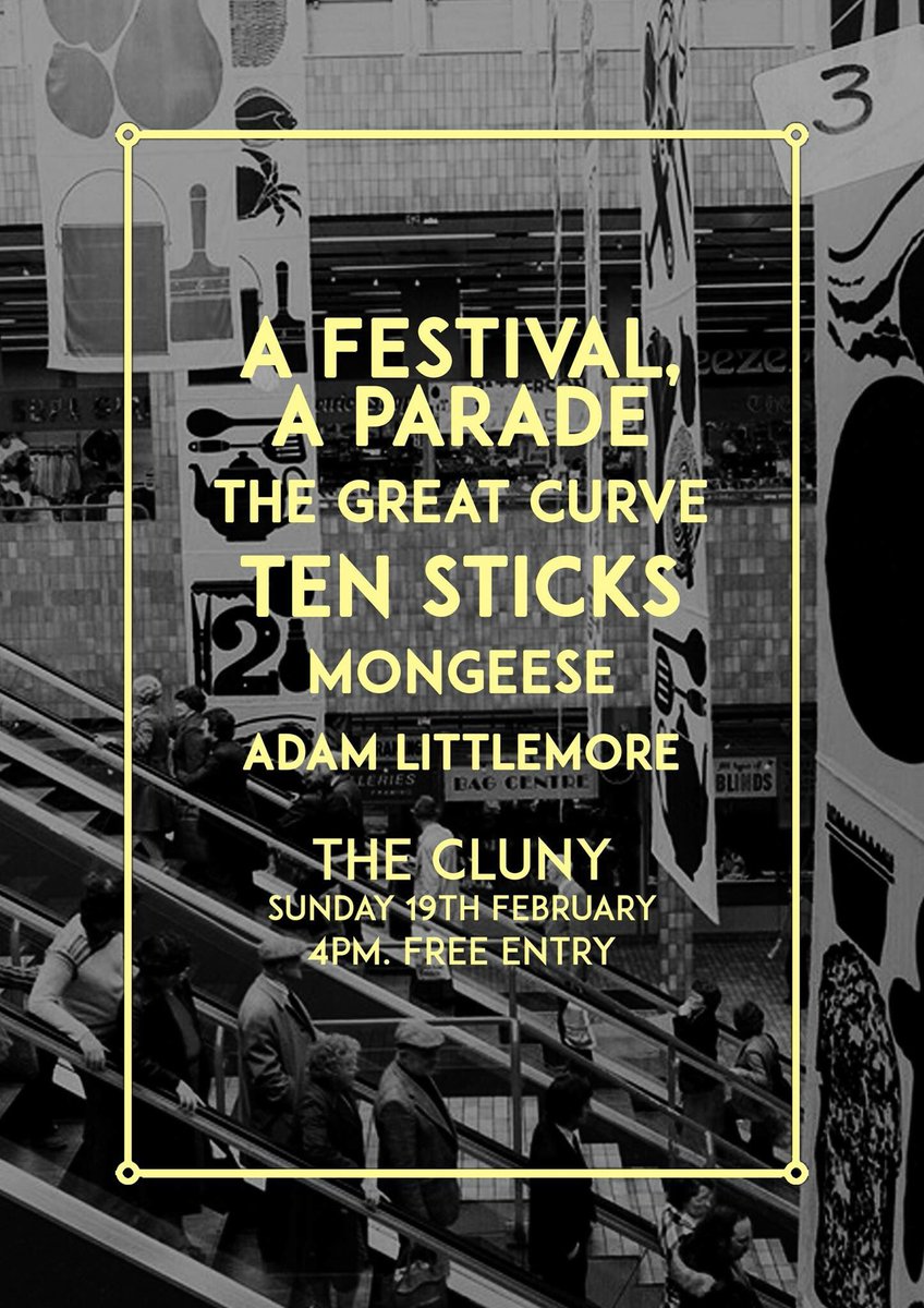 Tynesidescene's tweet photo. #Music: Free gig @thecluny today music from 4pm &amp; what a line-up @afestaparade @the_greatcurve @tensticksband @mongeeseband @Adam_Littlemore https://t.co/LFDtieHYm6