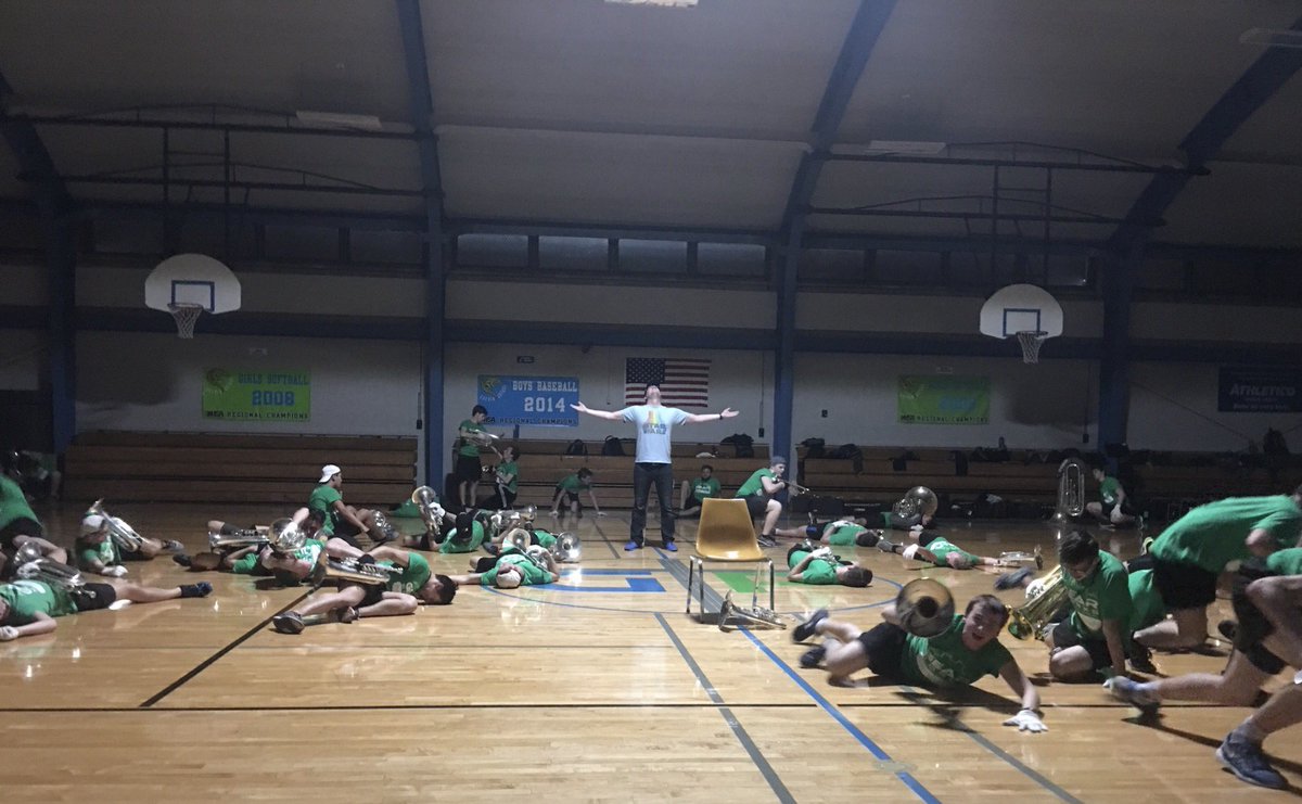 CavaliersVisual's tweet photo. Waldo (Assistant Visual Caption Head, Michael Neubert) setting the scene for some body/movement training! #cavsfeet #dci2017 #cavs2017 https://t.co/degCv85y8t