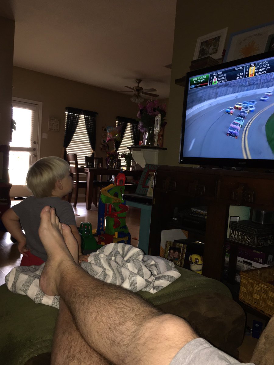 Travis_Aaron1's tweet photo. Race cars daddy race cars!! @NASCAR has a new fan. #anythingwithwheels https://t.co/B6sc4zE3nH