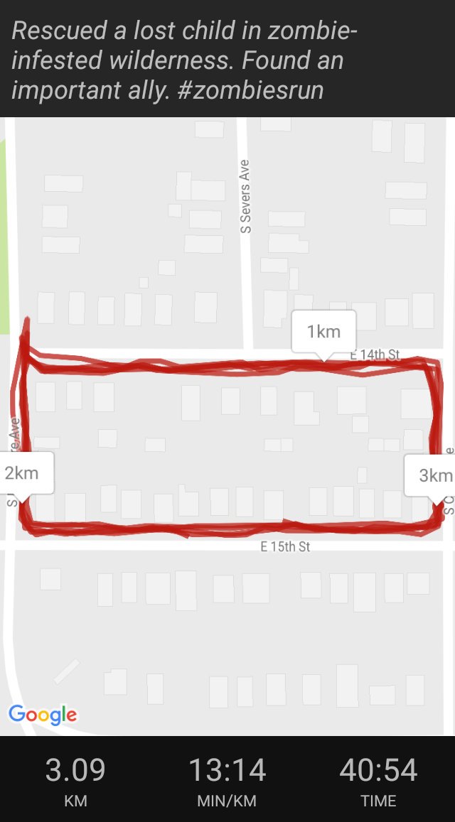 tallesttak's tweet photo. Rescued a lost child in zombie-infested wilderness. Found an important ally. 13:14 min/km #zombiesrun #w1d4 #progress https://t.co/pHebbiqQOQ