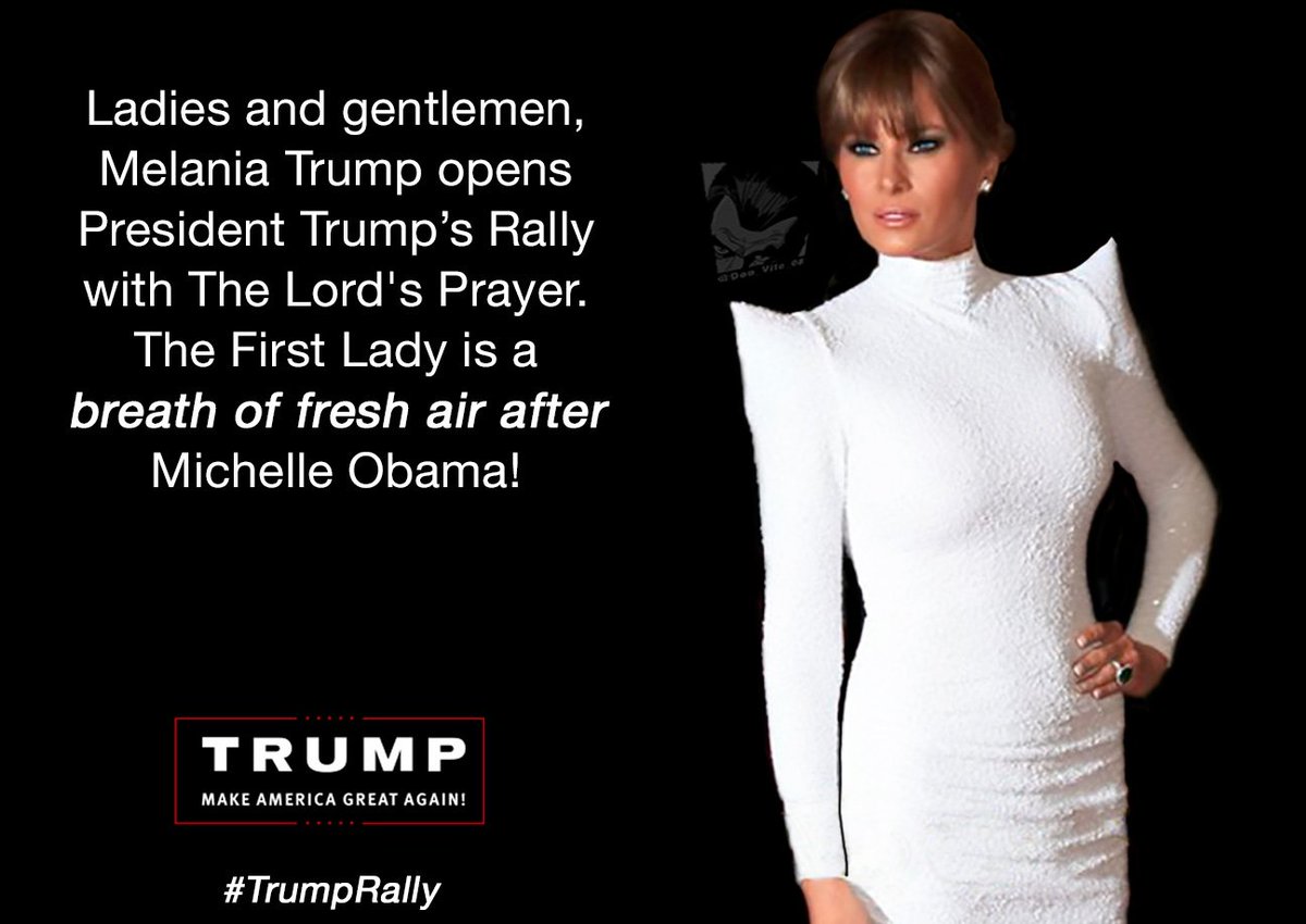 Don_Vito_08's tweet photo. Does anyone remember 'That Time Michelle Obama Opened One Of Barracks Speeches With The Lords Prayer?  'Me Neither'
#TrumpRally #MAGA https://t.co/QvxAz5P7ly