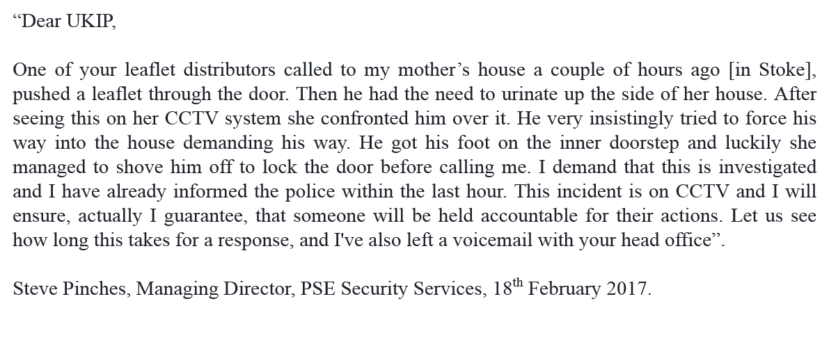 ToryFibs's tweet image. #Breaking Police now investigating this alleged incident in Stoke. I attach the complainant's words &amp;amp; CCTV footage facebook.com/steve.pinches.…