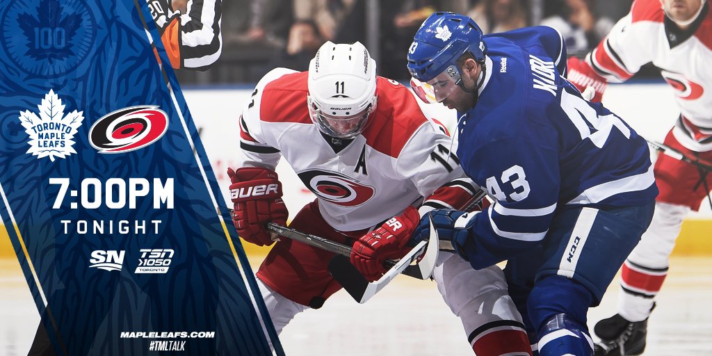 It's @scotiahockey game day: The Leafs are back in action against Carolina tonight at 7:00 on <a href="/Sportsnet/">Sportsnet</a>: atnhl.com/2ljD1jG

#TMLtalk