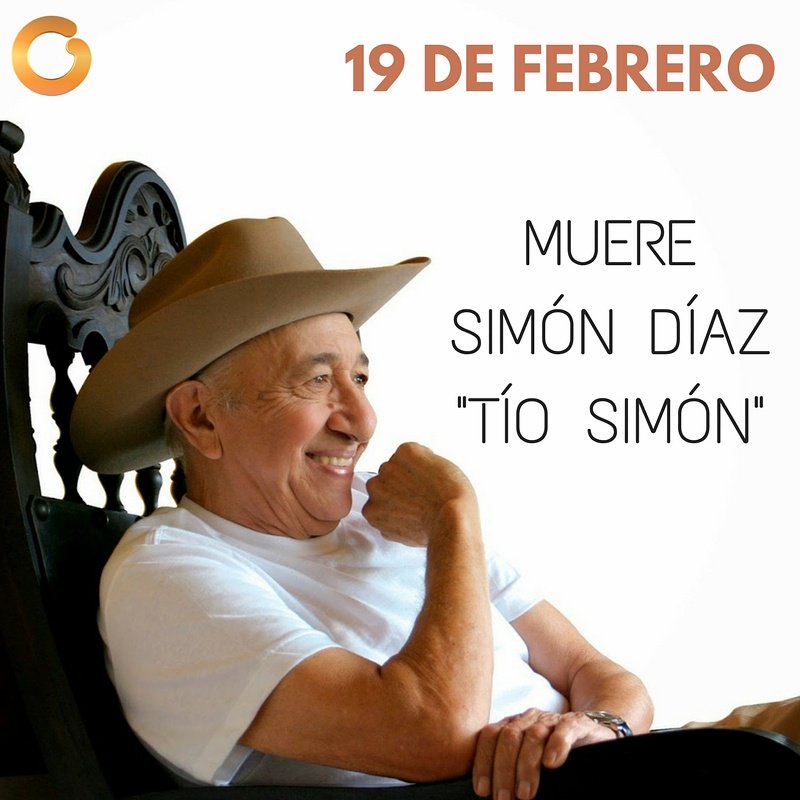 #19Feb Hoy se cumplen 3 años del fallecimiento de Simon Díaz. Venezolano ejemplar el gran Tío Simon <a href="/globovision/">Globovisión</a>
