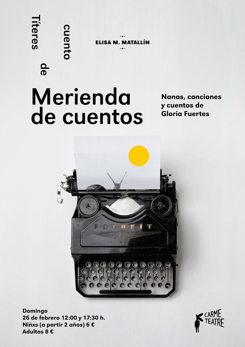 ElisaMatallin's tweet photo. el domingo próximo merendaremos cuentos y versos de #GloriaFuertes100 en la #salacarmeteatre https://t.co/Yy0Z3VEBEb