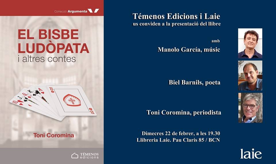 #ManoloGarcia estará el 22/2/2017 en la presentación del libro 'El Bisbe ludòpata i altres contes' de Toni Coromina <a href="/marrasqui/">toni coromina pou</a>