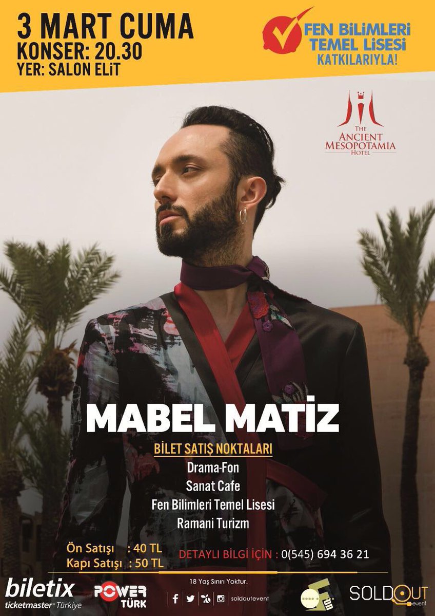 SoldOutEvent's tweet image. Sevgili @mabelmatiz ile 3 Mart Cuma günü Batman Salon Elit sahnesinde sevenleriyle buluşuyoruz. #mabelmatiz #batman #soldoutevent