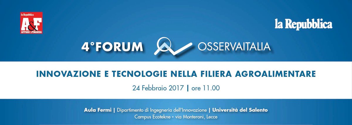 Innovare in agricoltura: a #Lecce il Forum di #Osservaitalia di <a href="/RepubblicaAF/">Repubblica Affari&Finanza</a> #CpdmLab repubblica.it/economia/rappo…