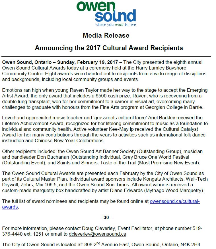 City Of Owen Sound On Twitter Owen Sound Is Pleased To Announce