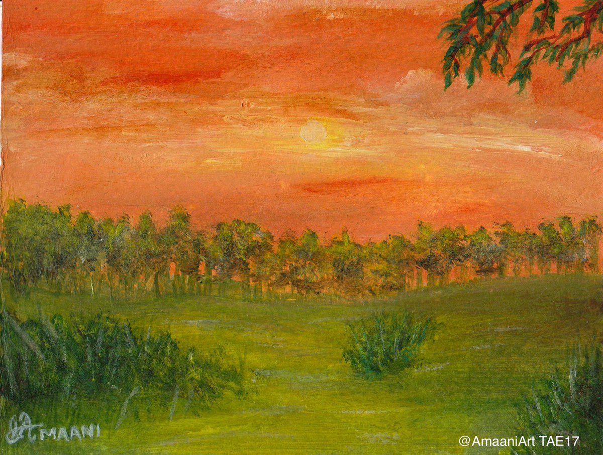PAEartforacause's tweet photo. Another landscape with orange this time by @AmaaniART called 'Apricot Valley'. We appreciate your support of #TAe17. Thank you 😀 https://t.co/2NtPx7nUiA