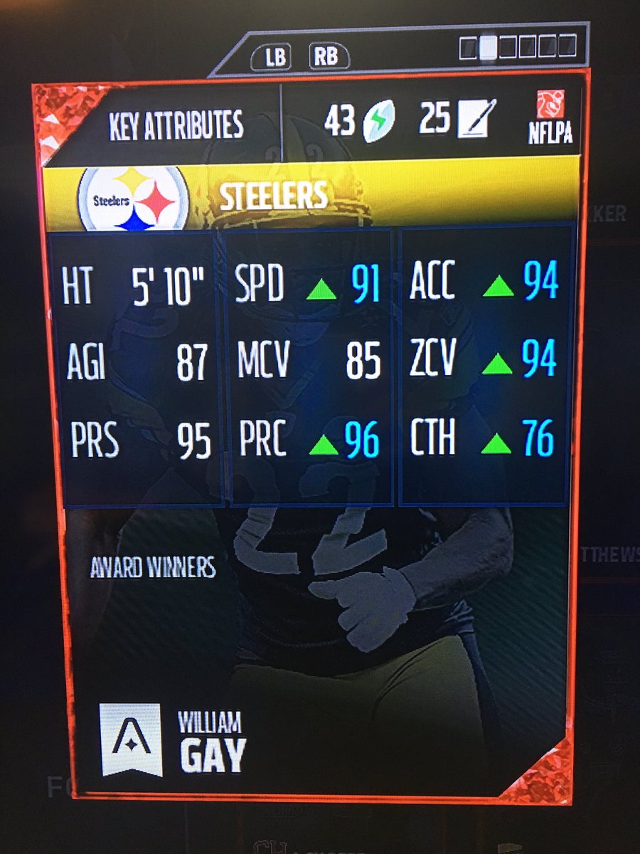 realbwilson_'s tweet photo. 97 #AwardWinners William Gay 

Fully Boosted Tier2 #PS #TM 

#ILoveMUT 

#MutWeekend 

@EASPORTS_MUT @MUTGuru https://t.co/dNO3oKfF7g