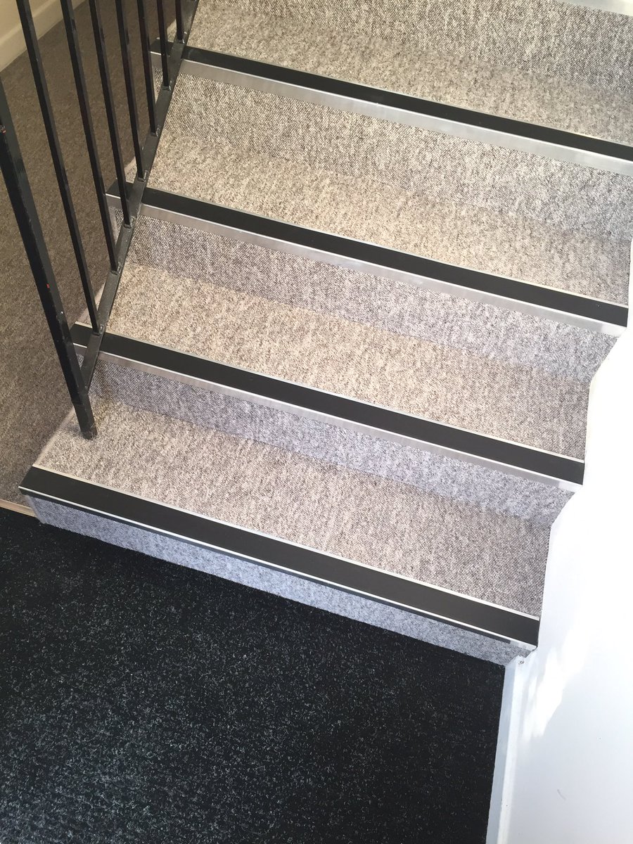Communal area makeover, uplift of old and new nosings, new carpet with binded edges and barrier matting #gala #flooring #wareham