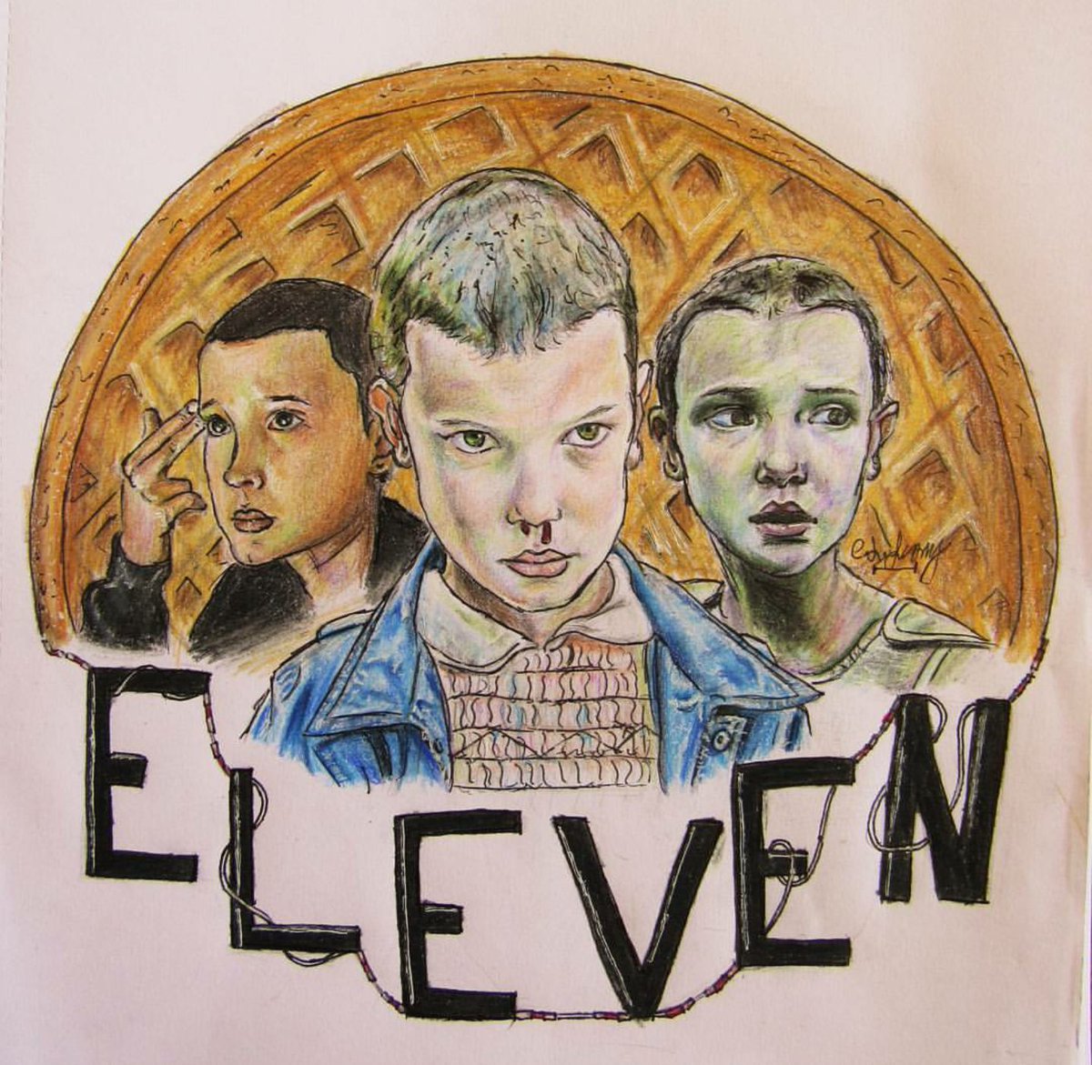 catherineleighm's tweet photo. . Posting my drawing from last September because it's @milliebbrown's birthday 😊🎉
#fanart #strangerthings #eleven https://t.co/3ztaIPd8at