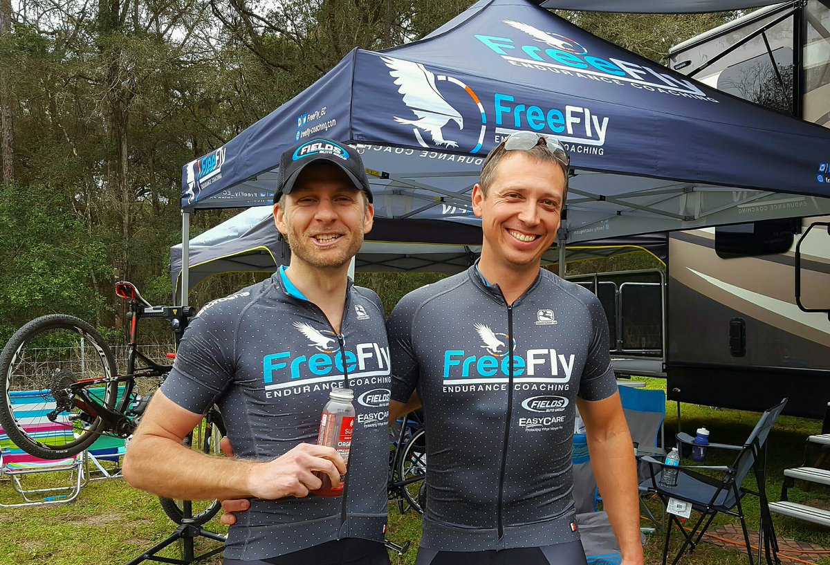 #teamfreefly athletes <a href="/chris_wieczorek/">chris wieczorek</a> &amp; <a href="/madss1/">scott george</a> relaxing after riding hard at #12hoursofsantos. Nice work guys!
#mtb #bike #bikelife #trail