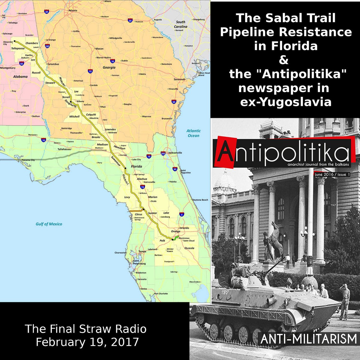 Final_Straw's tweet image. Interview on #StopSabalTrail #NoMorePipelines in Florida + "Antipolitika" (A)ist newspaper in Balkans from FrequenzA thefinalstrawradio.noblogs.org/post/2017/02/1…