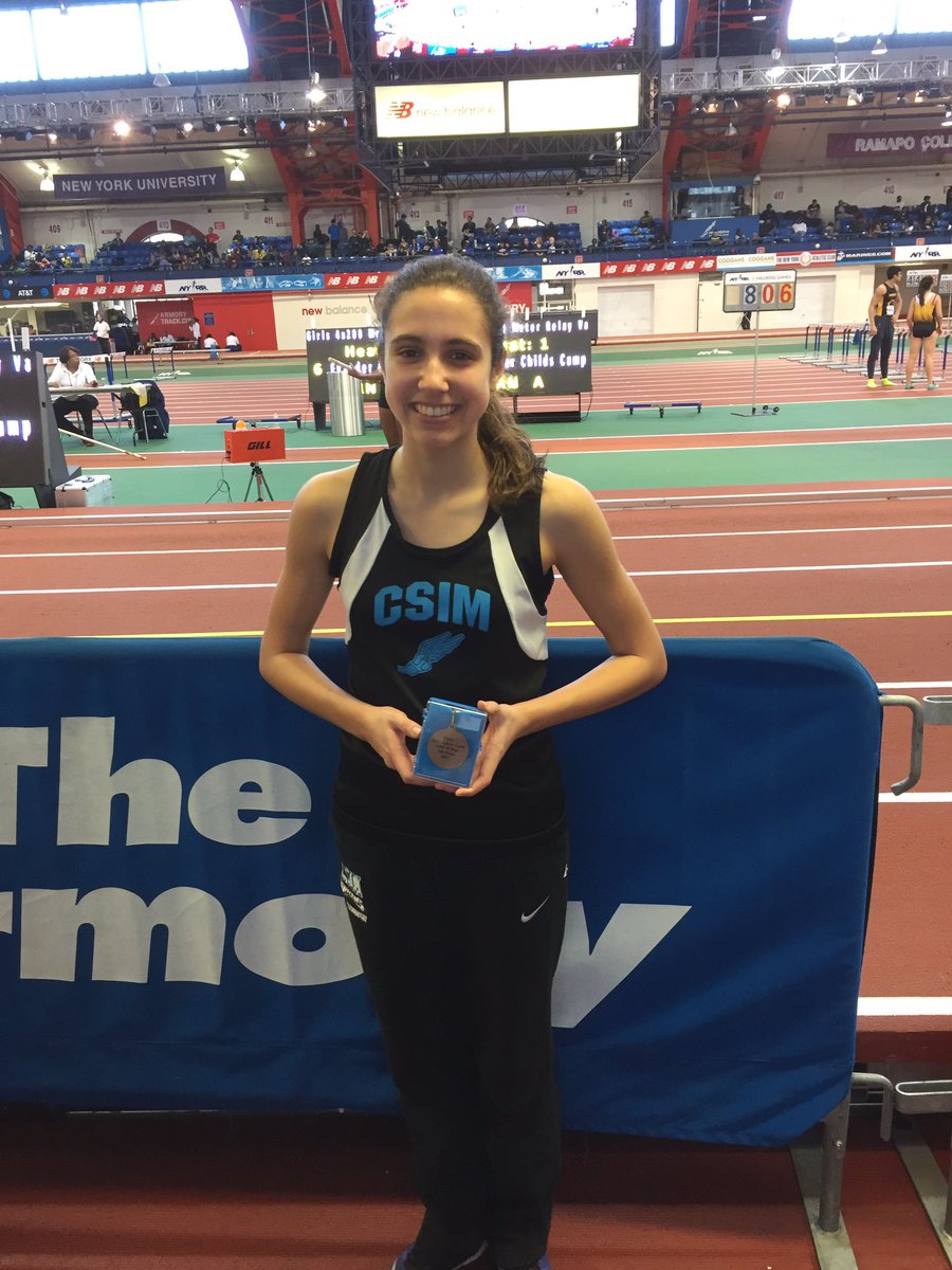 CSIMDragons's tweet photo. Julia Calvo finished 6th in 1500 at City Champs as a 9th grader! 1st medalist in school history! #csimdragons #1500 #ArmoryNYC https://t.co/ceQMe38hrF