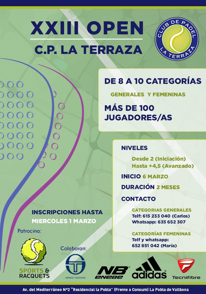 EMPIEZA EL XXIII OPEN LA TERRAZA! - laterrazaclubdepadel.com/2017/02/19/emp…