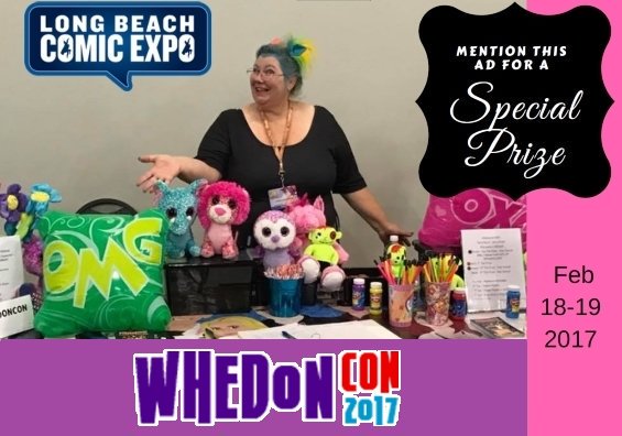 HellmouthEvents's tweet photo. #ICYMI: We're at #LBCE2017! Come hang with us at booth 1133 for special prizes! #WhedonCon #fandomcharities #SundayFunday @LongBeach_CC https://t.co/HgUtzYr4h6
