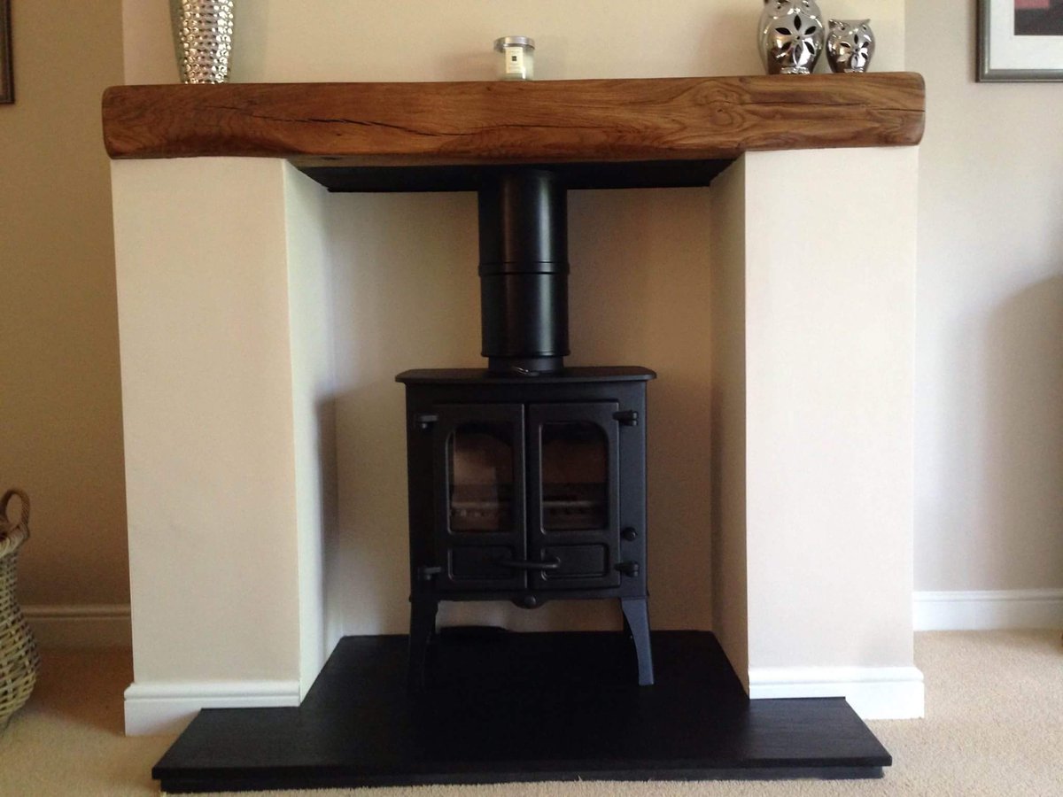 The Stove Hub on X: No chimney breast required - we can build you one!  @CharnwoodStoves Island I in a fake chimney breast, a bespoke oak beam and  slate hearth. https://t.co/77LNbxbpLX /