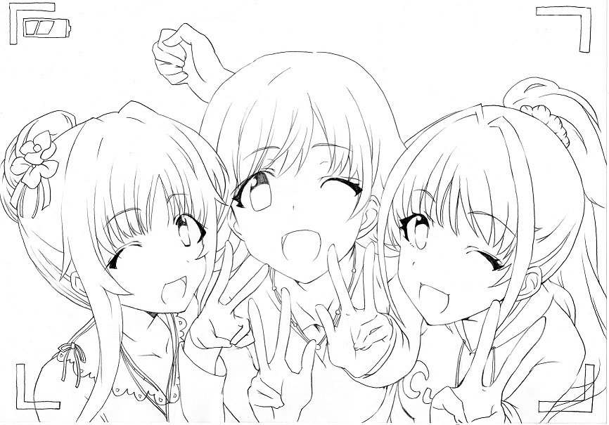 この間のポジパ。
気に入ってくださった方もいたので線画整えてみました。 