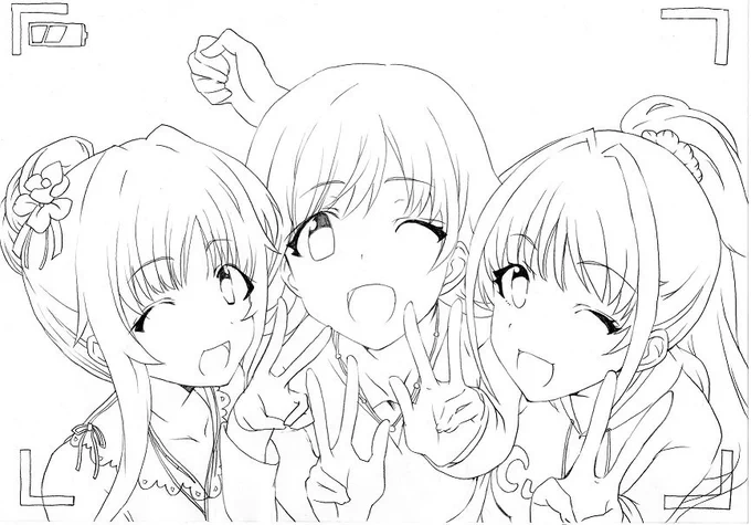 この間のポジパ。
気に入ってくださった方もいたので線画整えてみました。 
