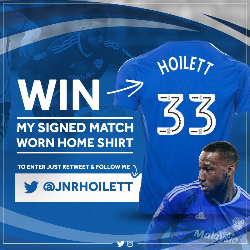 jnrhoilett's tweet photo. COMPETITION: Follow &amp; Retweet for the chance to WIN my signed match worn shirt. Winner to be announced Sunday 26th Feb. Good luck ✌🏾 https://t.co/vppnWCSX9z