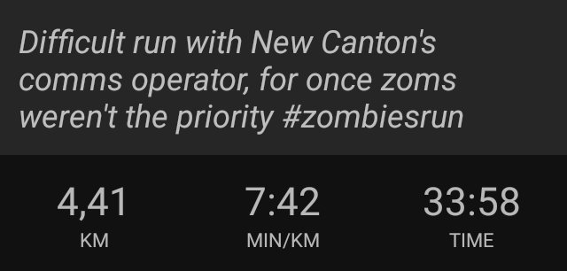 Corneydk's tweet photo. Difficult run with New Canton's comms operator, for once zoms weren't the priority #zombiesrun https://t.co/O9NYspUNin