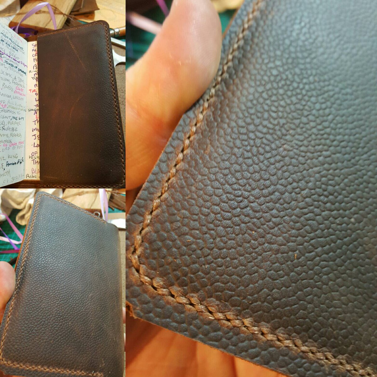 BumbleBLeather's tweet photo. Progress on the #bible #rebinding #bumblebeeleather #horween #leather #edc https://t.co/mH3p0e0UqU
