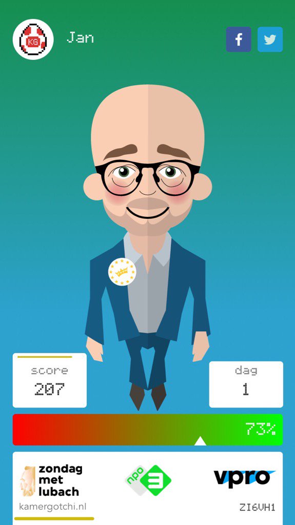 Ik speel Kamergotchi en ik moet voor Jan zorgen. #zml kamergotchi.nl