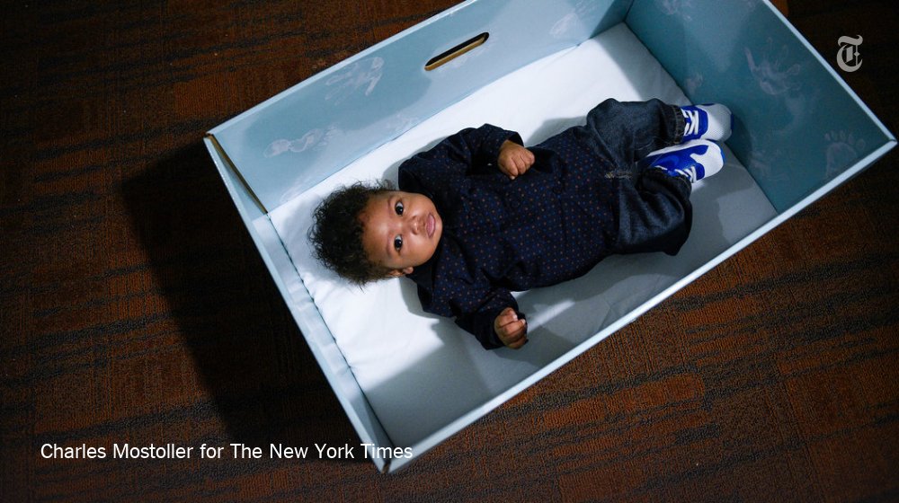 nytimes's tweet photo. By distributing "baby boxes," New Jersey becomes the first state to adopt a broad program to curb infant deaths https://t.co/X85KxH9qvx https://t.co/VEWj9jGmLq