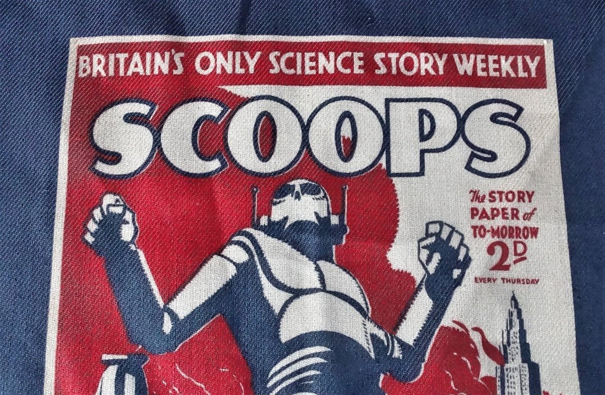 Oldbling's tweet photo. #ANDREWMARTIN #FABRICSAMPLE BRITAIN'S 1934 #Scoopspaper Vintage #SPACEROBOT PRINT 2D #SCIFI #forsale https://t.co/C9AbzeZXSZ https://t.co/L1kSGvKrpm