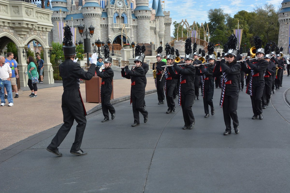 Susquehannock Band marches around the Castle in the Magic Kingdom.