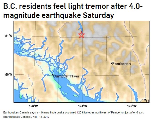 B.C. residents feel light tremor after 4.0-magnitude #earthquake Saturday | CTV Vancouver News ow.ly/gsfd3099pBq <a href="/PembertonBC/">Tourism Pemberton</a>