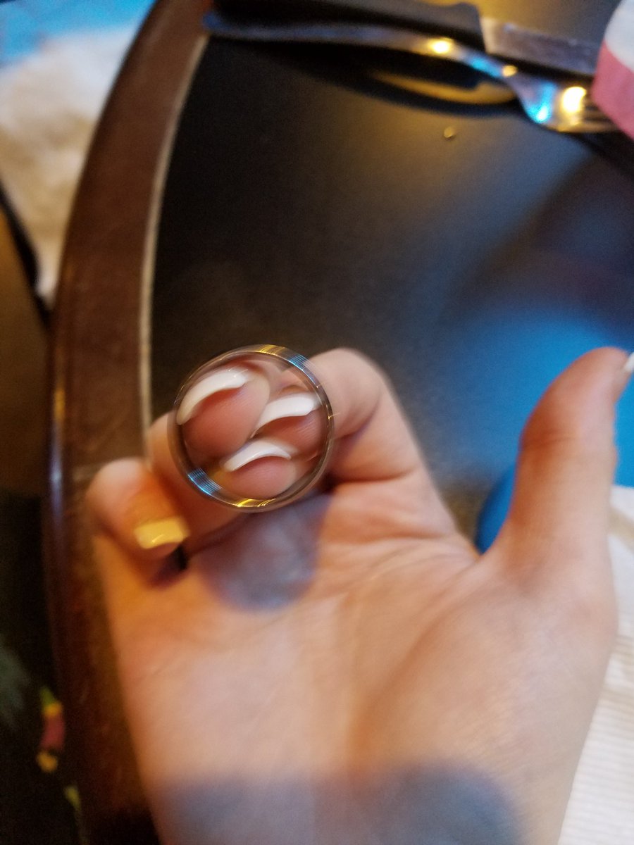 THerdler's tweet image. When 3 of your fingers fit in your husbands' wedding ring!! 😂