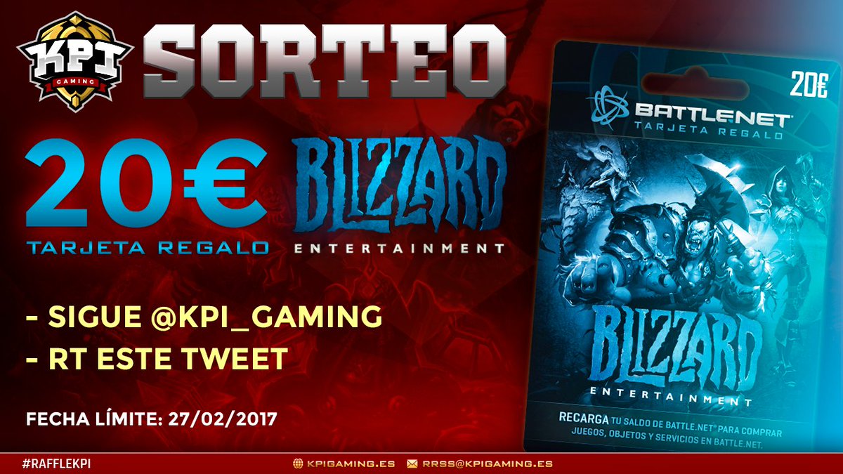 KPI_WORLD's tweet photo. [#Sorteo] El #RaffleKPI de esta semana es para los amantes de #Blizzard, 20€ de saldo de #Battlenet. ¡Follow y RT! https://t.co/97mZsdJmGG