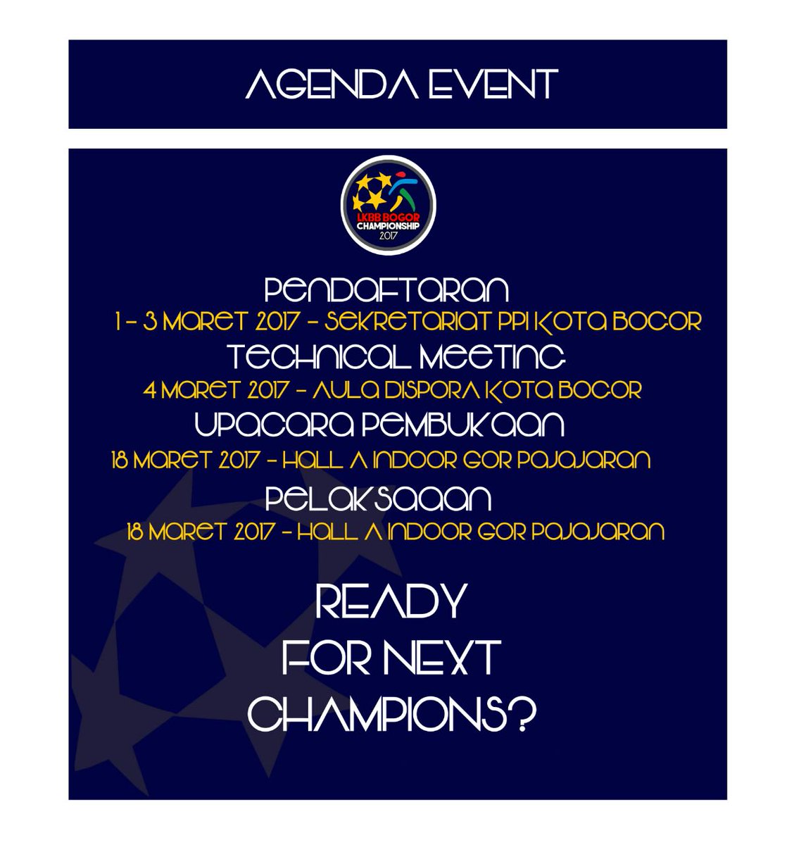 Agenda Event LKBB Bogor Championship 2017.