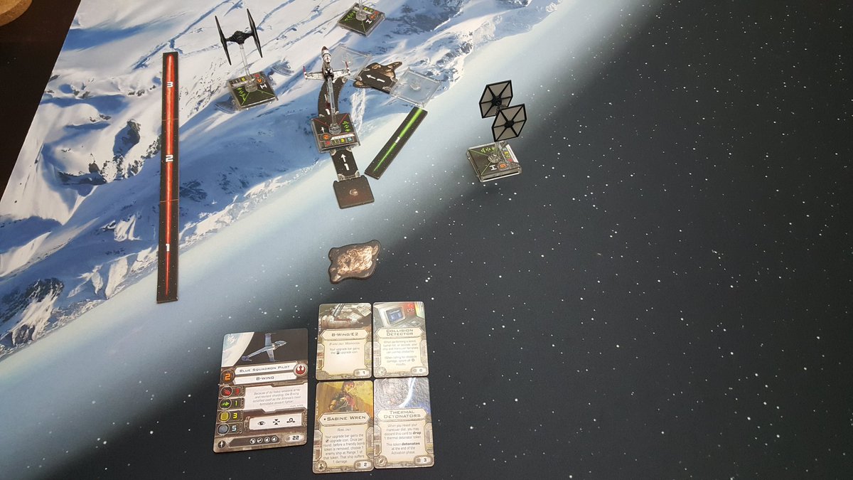 KevinEnderlen's tweet photo. #XWingVote2017 @FFGOP 
B is for Bomb!
Blue Squadron Pilot
B-Wing/E2
Collision Detector
Sabine Wren
Thermal Detonators
28 Points https://t.co/fDunO6ZVUW