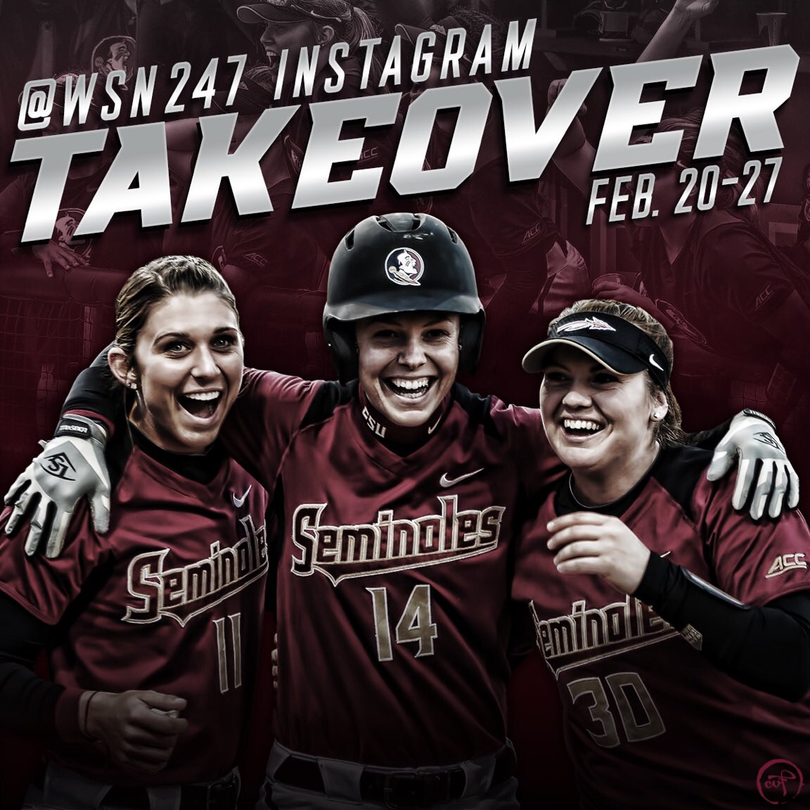 WSN247's tweet photo. 💢REMINDER💢 @FSU_Softball is taking over our @wsn247 Instagram Feb. 20-27! #WSNtakeover #GoNoles #SPARK 🏹 https://t.co/ezydoEOAAt