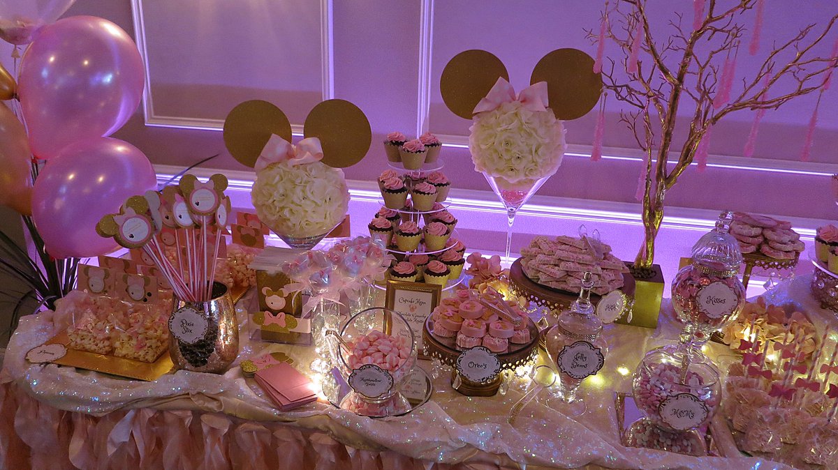 Perfectly Posh llc did an amazing job on this Minnie Mouse themed #candybuffet. #candybar #tablescapes #bday #DJP