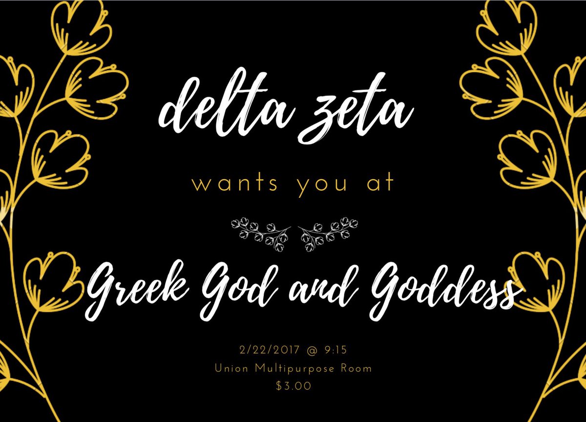 bgsudeltazeta's tweet photo. DELTA ZETA WANTS YOU AT GREEK GOD AND GODDESS!! THIS WEDNESDAY!!! https://t.co/Ho1AWHlF5l