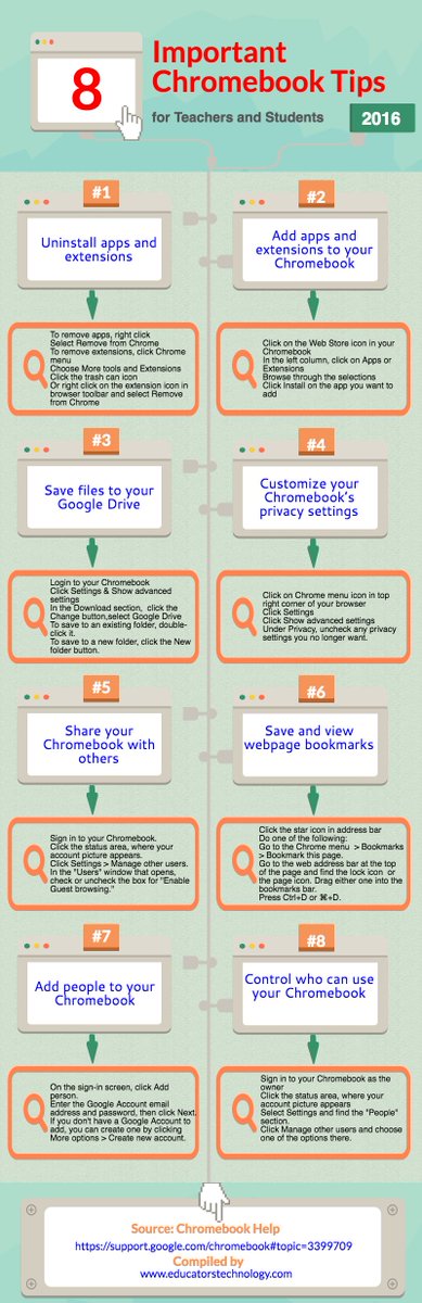 #Chromebook Tips for Teachers infographic | educatorstechnology.com/2017/01/an-exc…