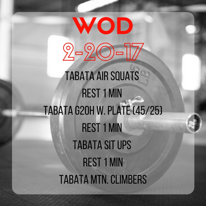 AberrantCF's tweet photo. #DailyWOD 2-20-17 #AberrantCrossFit #CrossFit #Metcon #TABATA https://t.co/i3BfUOTnX8