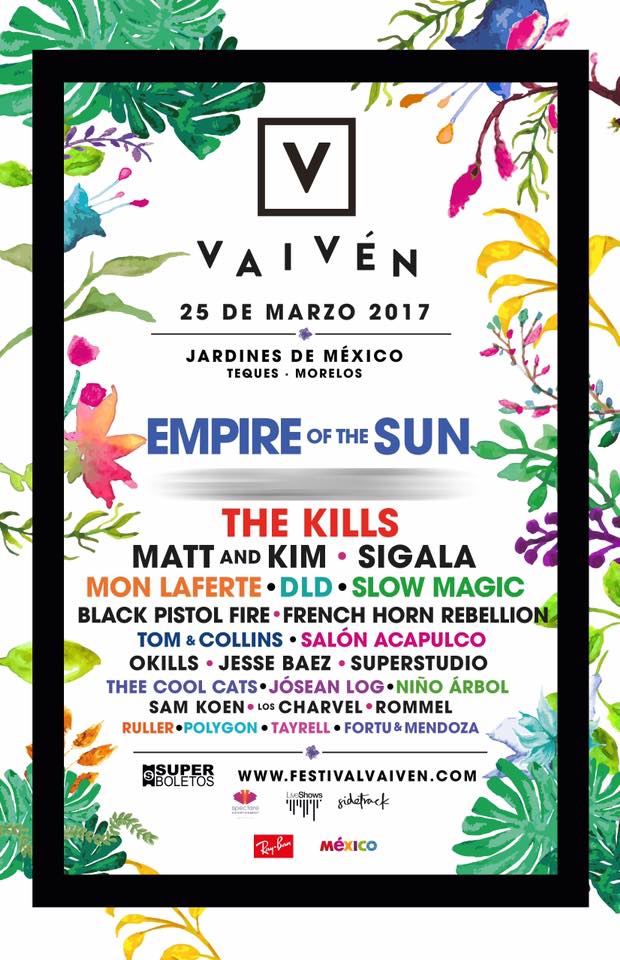 arteycultura's tweet photo. Tienes una cita el 23 de marzo con @EmpireOfTheSun, @TheKills, @monlaferte, @SigalaMusic, @dldmexico, @mattandkim +  en @festivalvaiven https://t.co/4RWRLu0mTZ
