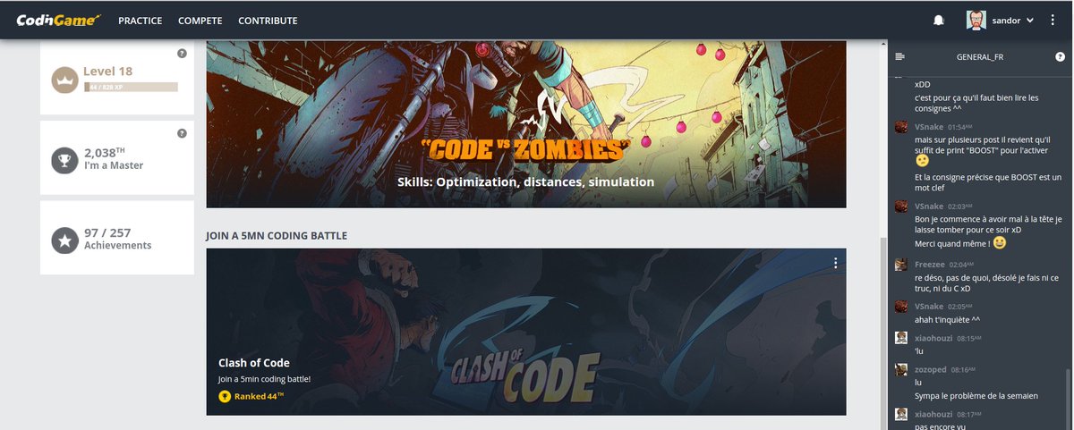 SandorDargo's tweet image. First time in top 50 at #clashofcode at @CodinGame! Code under stress can be great! :D