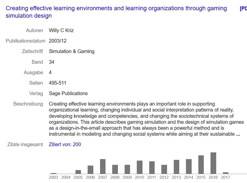 Journal_SG's tweet photo. My S&amp;G article "Creating effective #learning environments &amp; learning organizations through #gaming #simulation design" reached 200 citations https://t.co/ESR1b1mq1Y