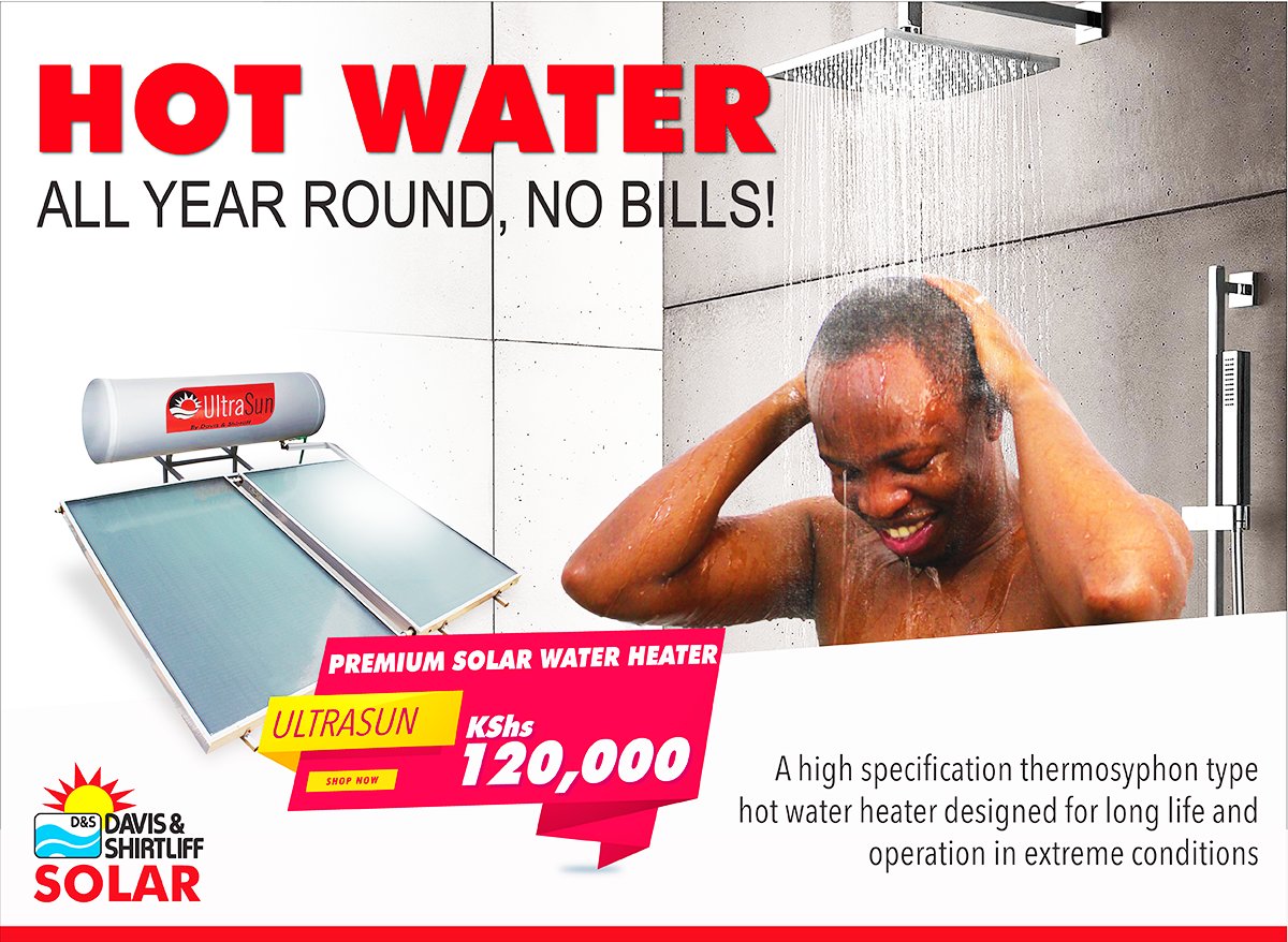 Davis u0026 Shirtliff auf X: „Enjoy hot water all year and zero bills with the  Ultrasun Premium #Solar Water Heater. Get it from any Du0026amp;S branch  https://t.co/PDsLSxIp7j https://t.co/c2eFpyTPhA“ / X