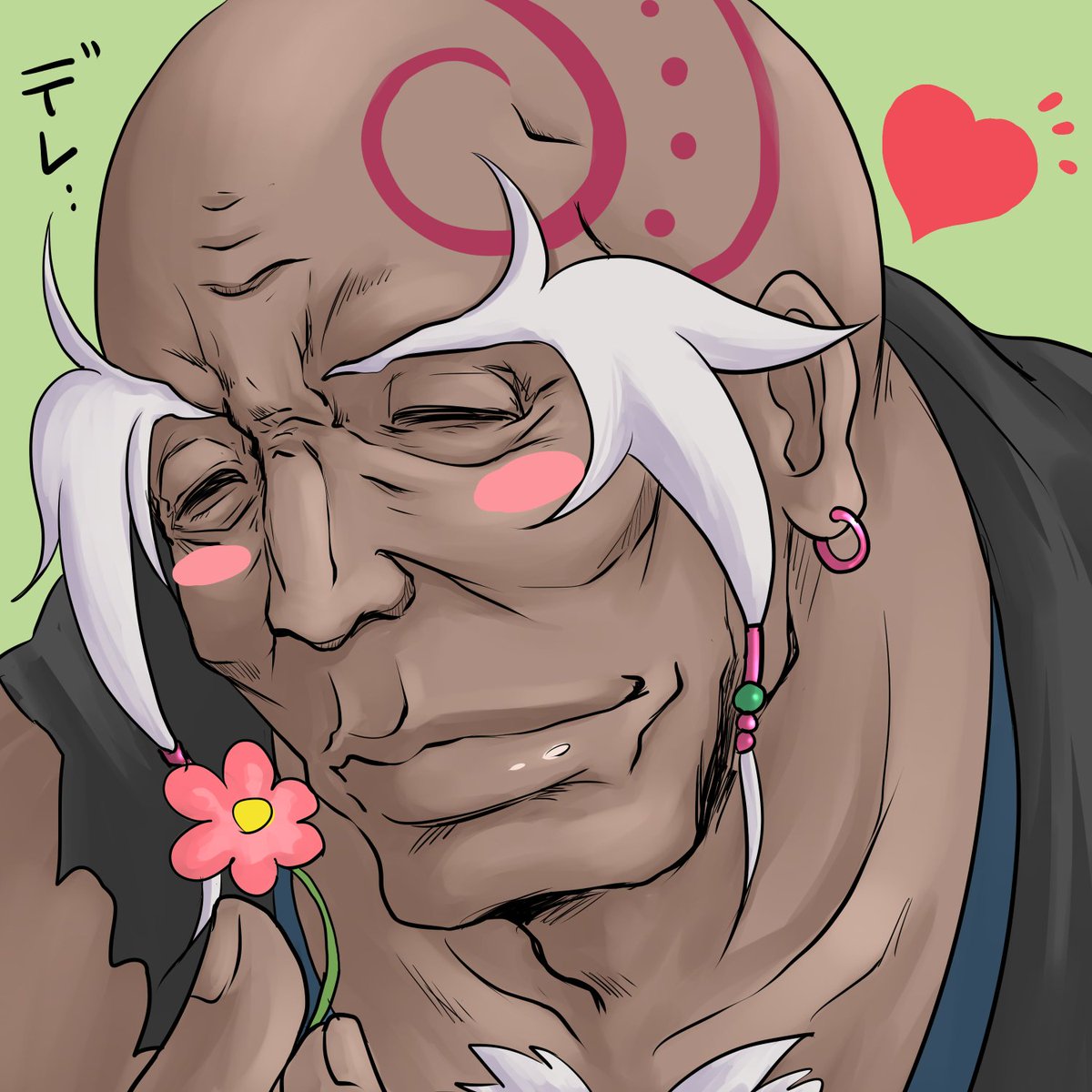 あやめ V Twitter ロム爺生誕祭17 ロム爺を祝いたい フェルトにお花もらって喜ぶロム爺を描いた ロム爺は笑うとかわいいと思うのｗ