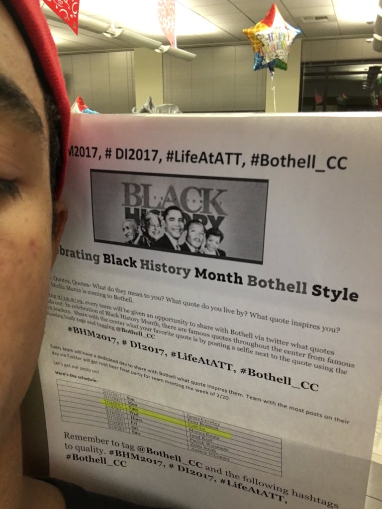 Zelda1Smith's tweet photo. @BOTHELL_CC 💜#BHM2017 #DI2017 #LifeAtATT #Bothell_CC https://t.co/EhQoMaSNJ6