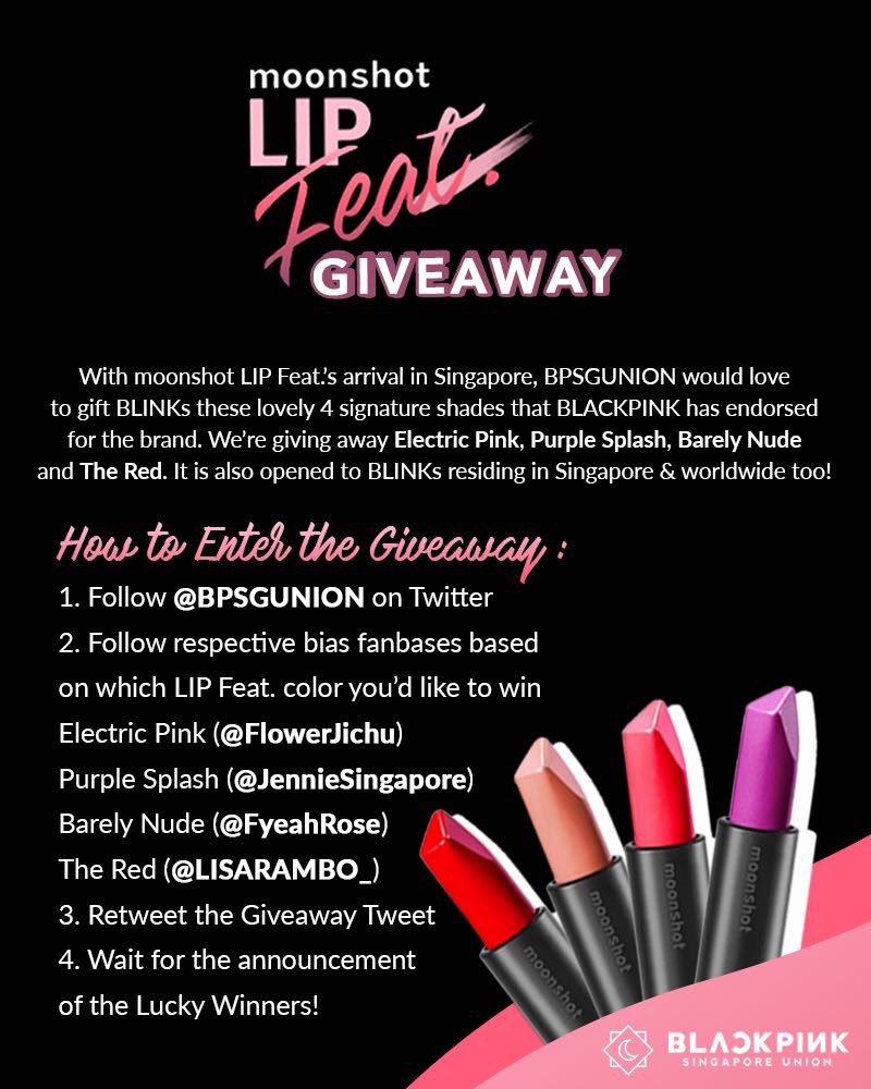FlowerJichu's tweet photo. Hey Blinks! Stand a chance to win #Jisoo Signature LIP Ft Electric Pink! Follow @BPSGUNION &amp; @FlowerJichu / RT this tweet as well! #블랙핑크 #지수 https://t.co/ColiYayA5d