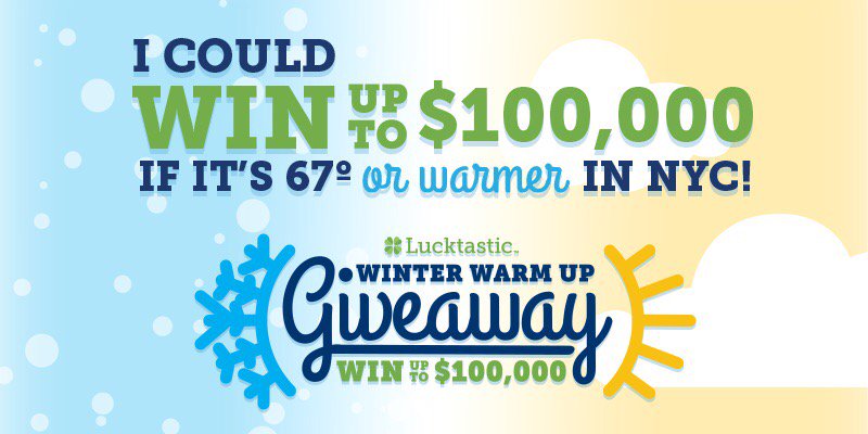 RedRob1975's tweet image. I could win up to $100,000 if it's 67 degrees or warmer in NYC! lucktastic.com/twShareFunnel